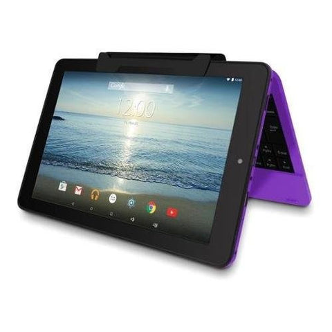 RCA Viking Pro 10.1" 2-in-1 Tablet 32GB Quad Core Purple Laptop Computer with Touchscreen and Detachable Keyboard Google Android 5.0 Lollipop